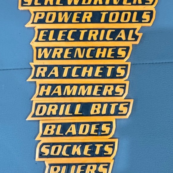 Magnetske naljepnice za kutiju s alatom – set od 12 komada, PLA materijal, 3D ispis