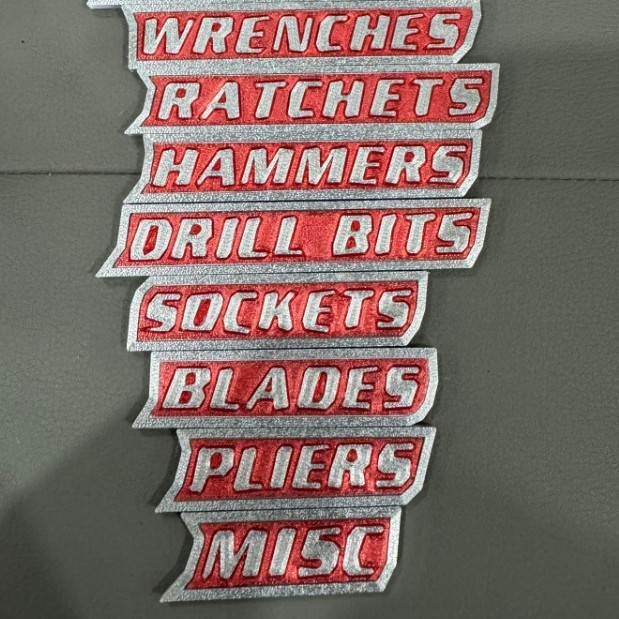 Magnetske naljepnice za kutiju s alatom – set od 12 komada, PLA materijal, 3D ispis