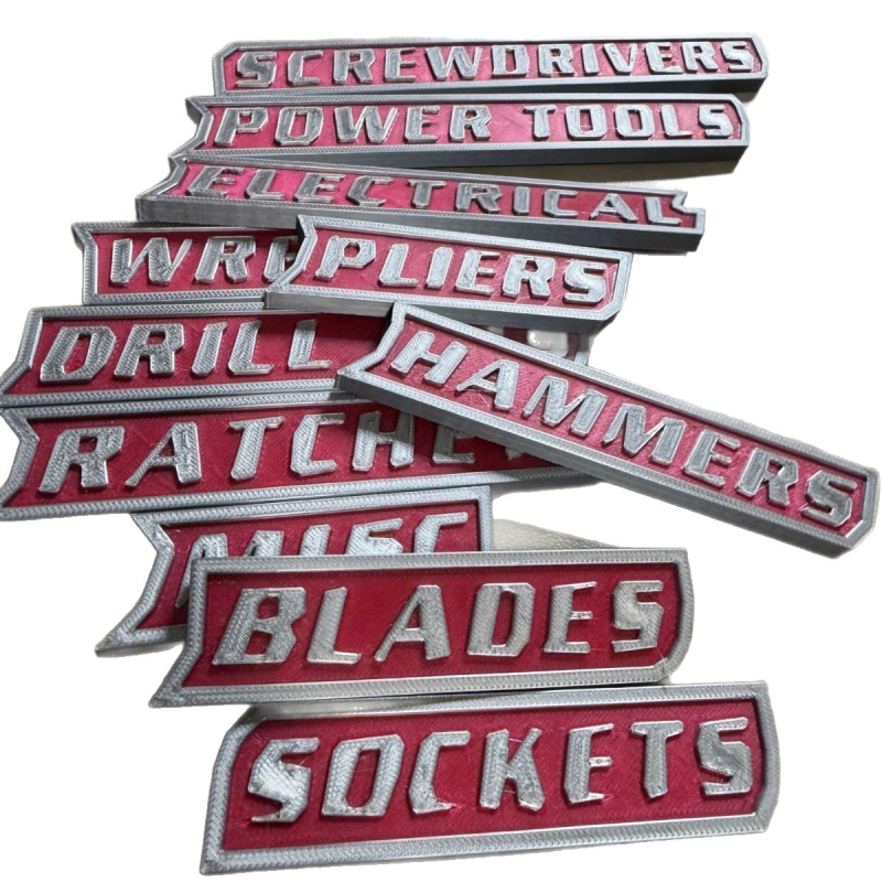 Magnetske naljepnice za kutiju s alatom – set od 12 komada, PLA materijal, 3D ispis