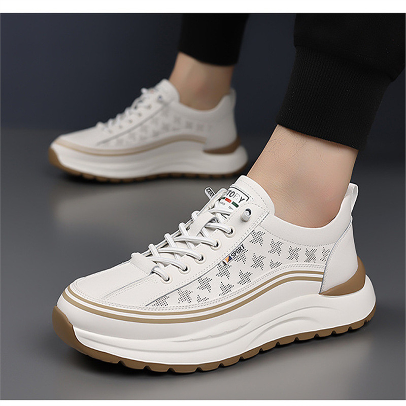 Muške casual tenisice od prave kože (prozračne, gumom)