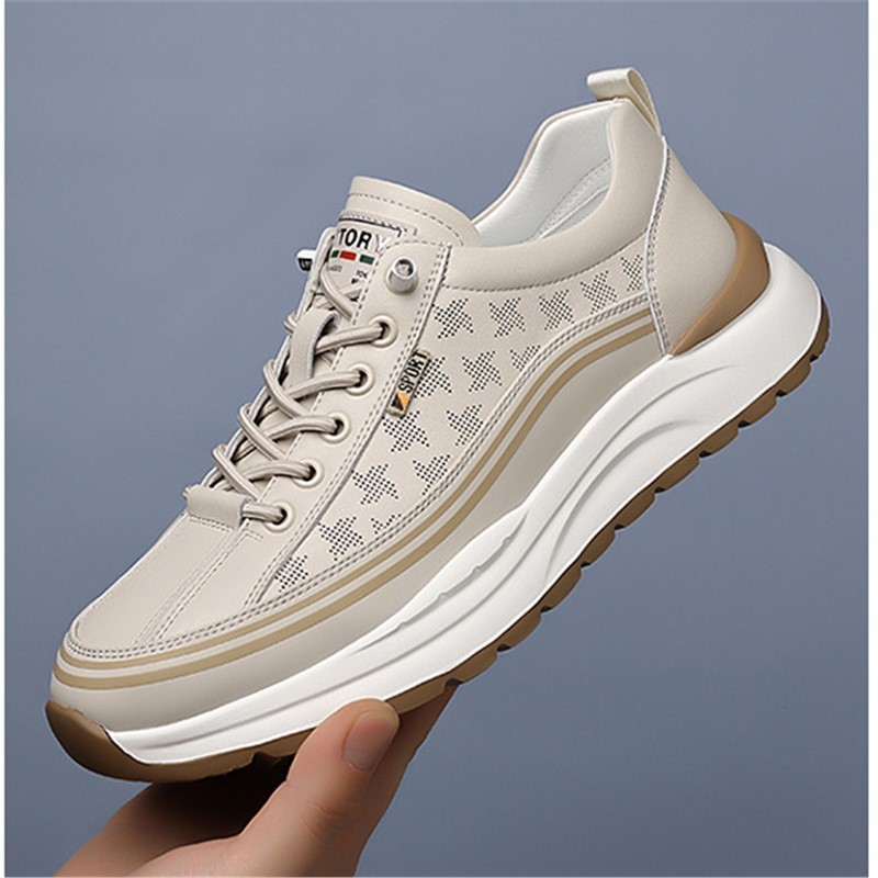 Muške casual tenisice od prave kože (prozračne, gumom)