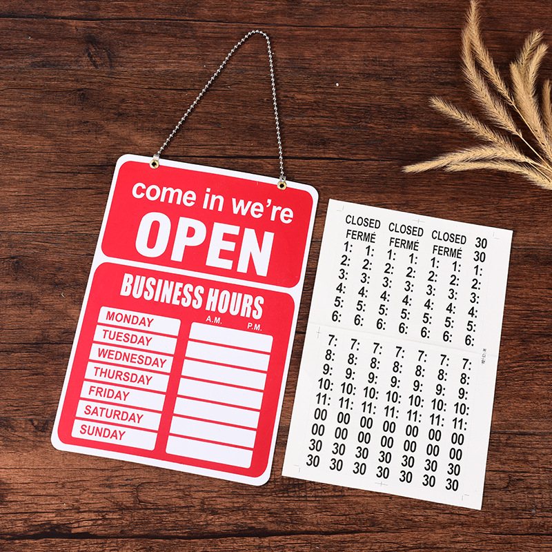 PVC znak radnog vremena, pravokutni vremenski indikator, UV tisak, prilagodljiv