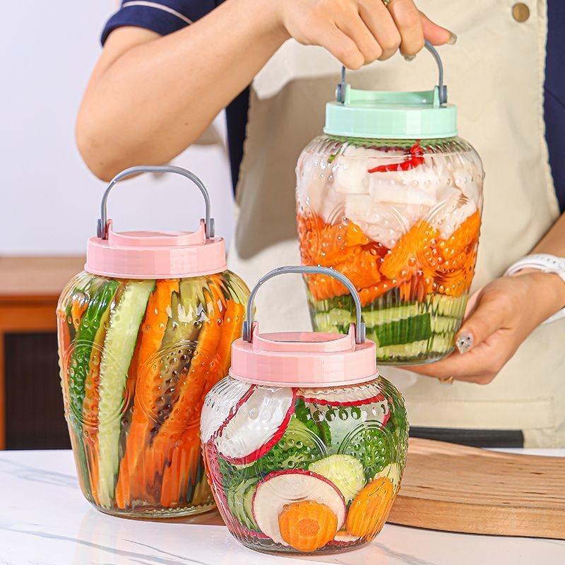 Staklena posuda za kiseli krastavac s hermetičnim poklopcem, korejski stil