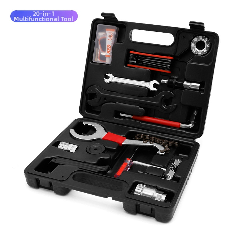 Biciklistički 20-u-1 multitool komplet, metalna konstrukcija, marke Dingtian, uključuje foliju za popravak guma