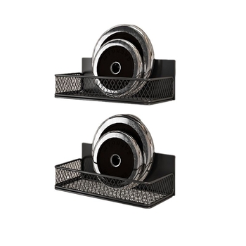 Mágneses konyhai tárolóállvány | Többcélú, egyemeletes, szénacélból, falra szívó rögzítés, Fúrás nélkül