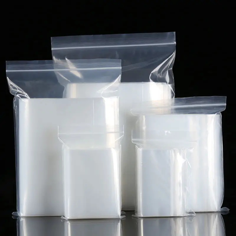 По поръчка удебелена PE ZIPLOCK торба за хранителни опаковки, правоъгълна форма, запечатване 1–1.5 cm, еднократна употреба