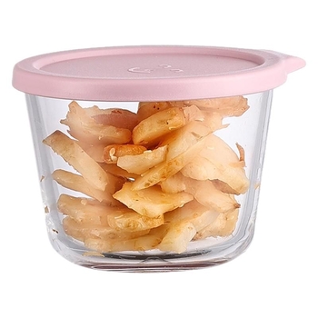 Стъклен буркан за кисели краставички, кръгъл, термоустойчив, 301–500 ml, микровълнова безопасен, с плътно затварящ се капак