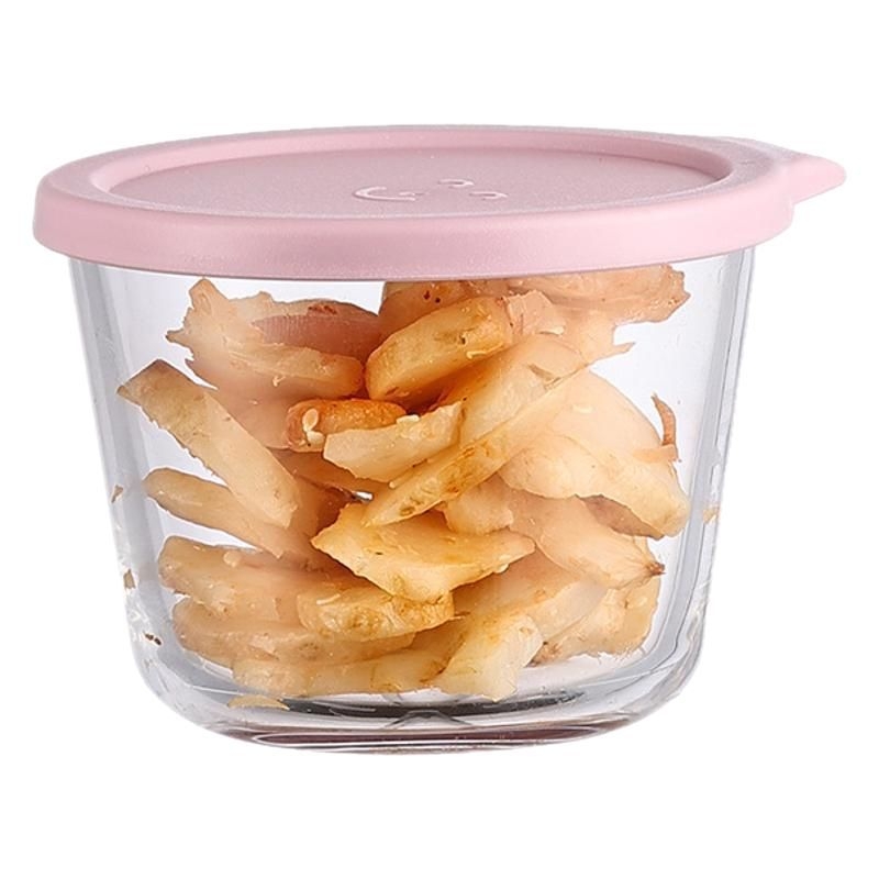 Стъклен буркан за кисели краставички, кръгъл, термоустойчив, 301–500 ml, микровълнова безопасен, с плътно затварящ се капак