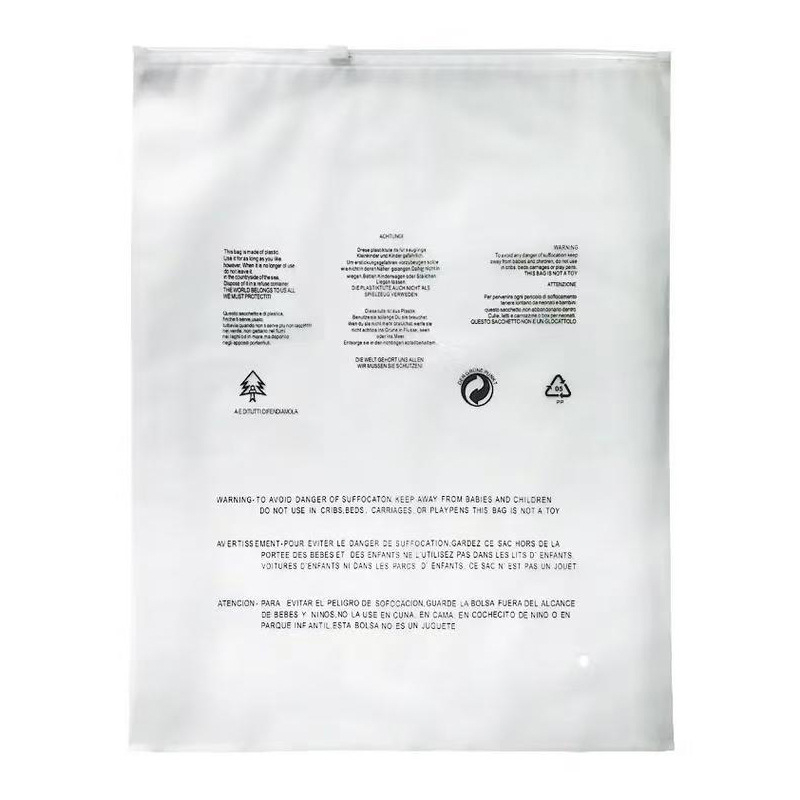 Prilagođena PE vrećica s zatvaračem, prozirna mat CPE, za odjeću i čarape, zatvaračka vrećica za pakiranje, mogućnost tiskanja logotipa, 100% virgin materijali, metode tiska: offset, UV, gravura, nosivost 1000