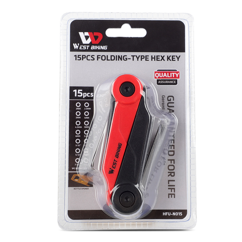 WEST BIKING Set alata za popravak bicikla — S2 čelik, višenamjenski alat sa ključem, odvijač za gumu, otvarač boca, šesterokutni ključevi