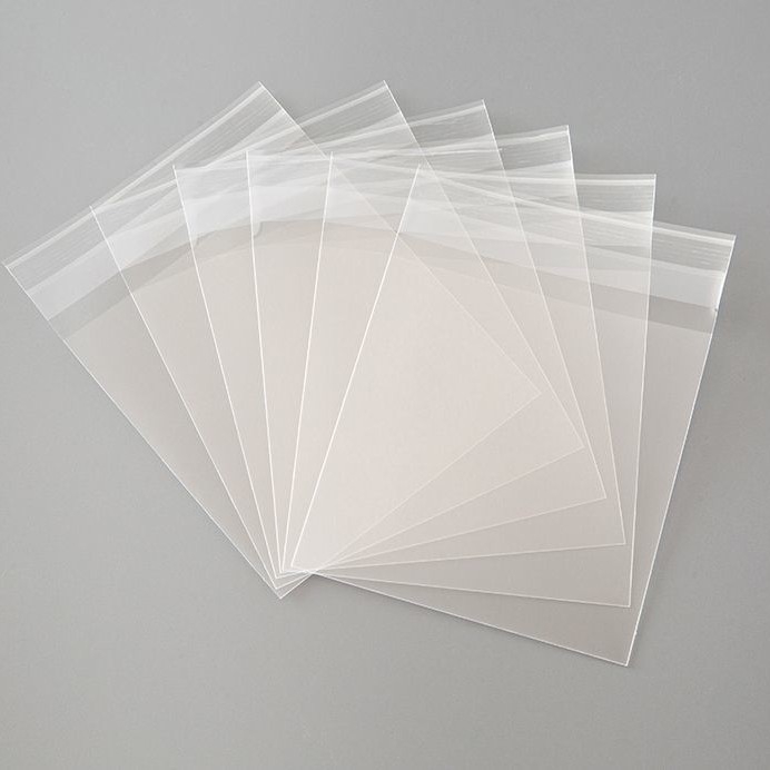 OPP öntapadós átlátszó ruhákhoz való tasak logónyomással, műanyagból készült, elsődleges anyag, gyártás forró kés, sík kés, virágkés