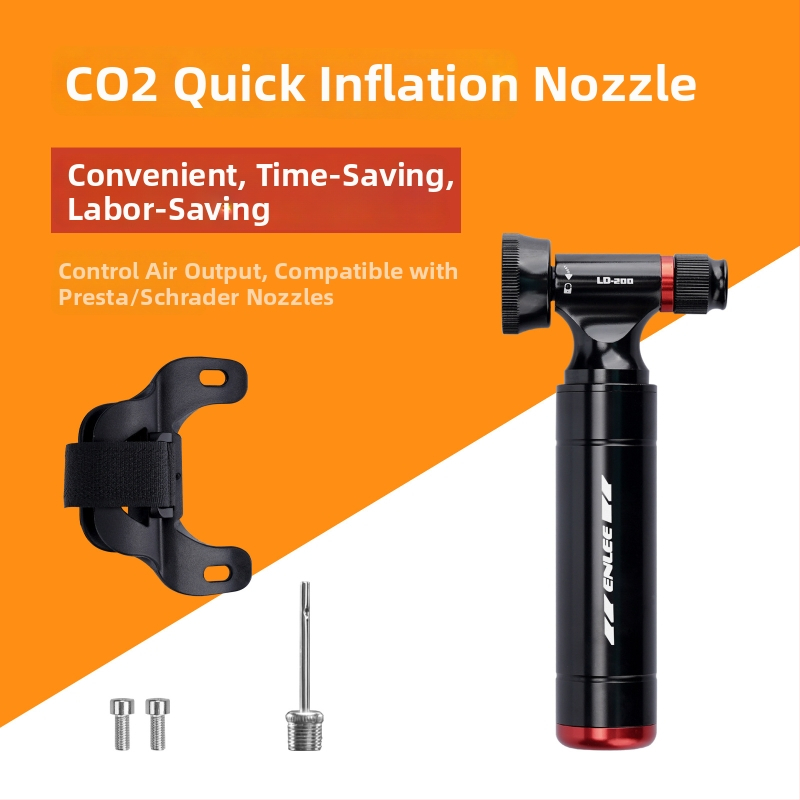 ENLEE LD-200 hordozható CO2 inflátor kerékpárhoz, alumínium ötvözet, Schrader és Presta szelepekkel kompatibilis, dobozos csomagolásban