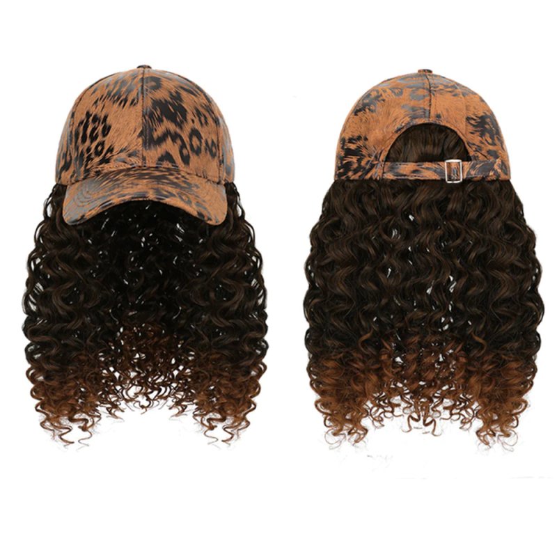 Perucă cu glugă pentru doamne, păr buclat, fibre sintetice rezistente la temperatură, breton diagonal