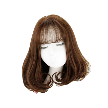 Női paróka, rövid göndör haj, koreai stílus, modell Pear Flower Roll Head Cover, hőálló szintetikus haj, Qi frufru