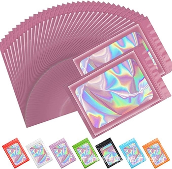 Pungă din film poliester cu fereastră holografică, sigilare cu laser, auto-seal, protecție împotriva mirosurilor, dublu strat, lungimea sigilării 3 cm, pentru ambalarea bijuteriilor