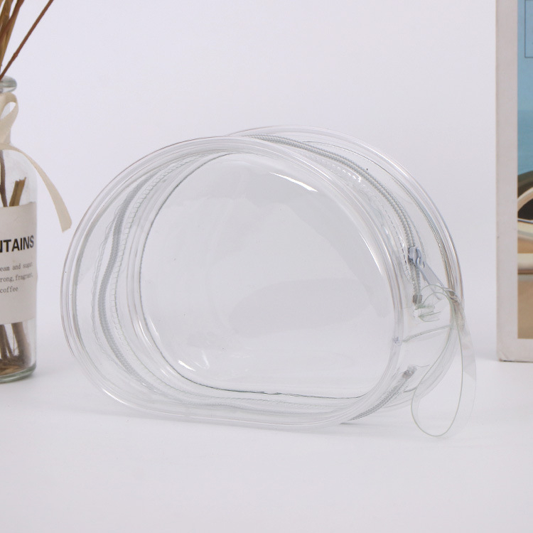 Geantă din PVC transparentă cu fermoar pentru cosmetică, cu mâner