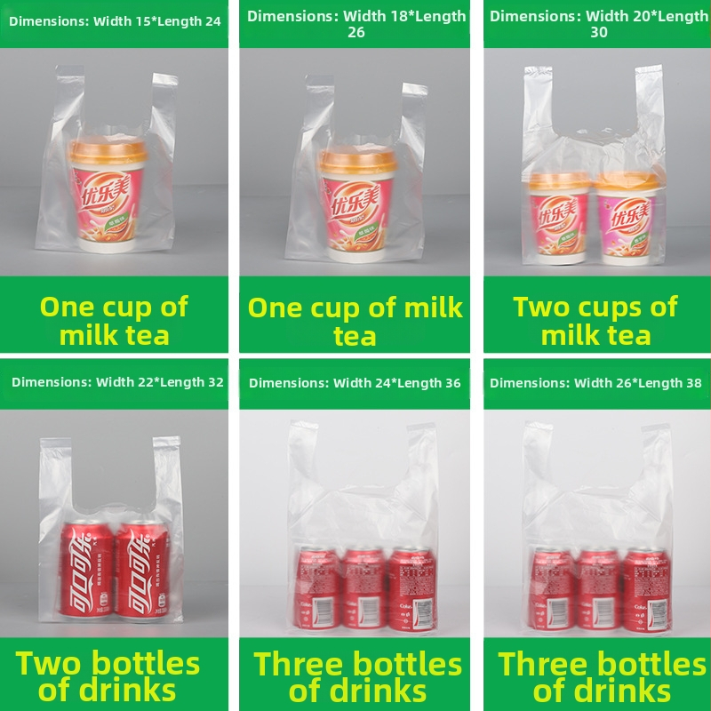 Taška s vestovým štýlom, priehľadná plastová jednorazová taška na donášku, vhodná pre takeaway a bežné balenie