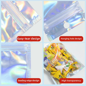 Laser vrećica za kost s automatskim zatvaranjem, prozirna 15 mm, irizirajuća Yin-Yang zip-lock vrećica, plastična ambalaža