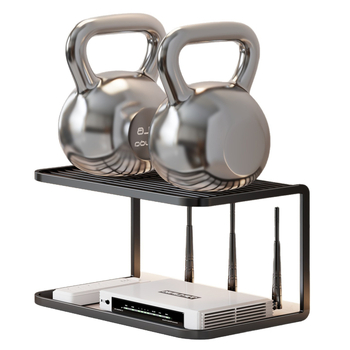 Stalak za ruter i uređaje, 3-etažni metalni stalak s ventilacijom, za kućnu upotrebu – moderan minimalistički stil