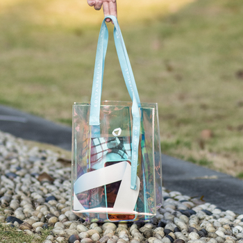 Geantă de mână din PVC, geantă transparentă din plastic, grosime cu două straturi 60S, geantă pentru zi, capacitate zilnică 5000