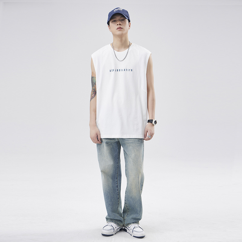 Tricou fără mâneci, croială lejeră, țesătură amestec din bumbac-poliester (54,3% bumbac, 45,7% poliester), vară 2025