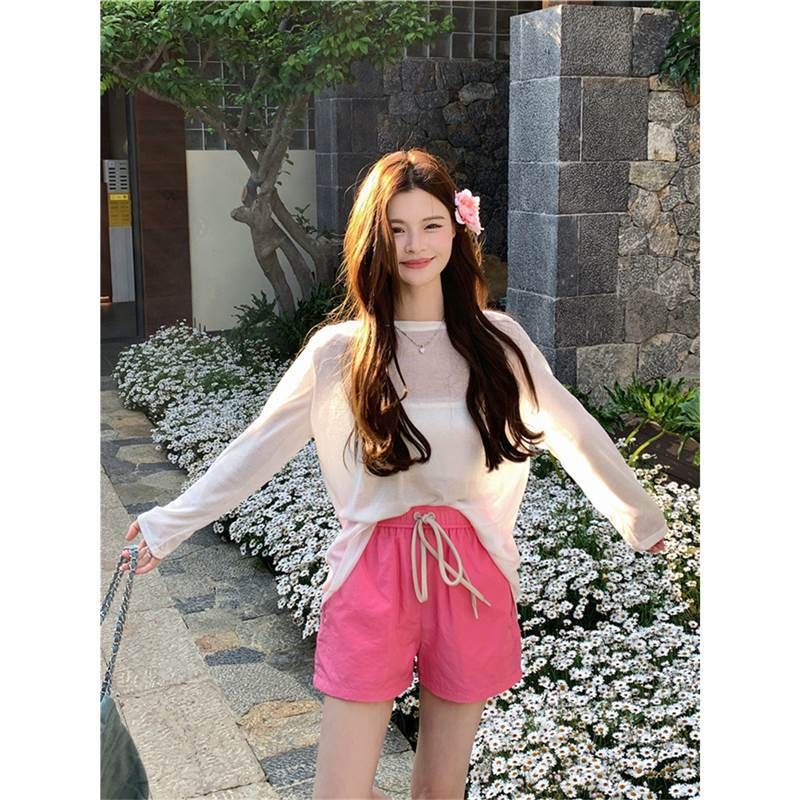 Két darabos strandruha szett kardigán-stílusú boho dizájn, kerek nyak, rövid ujjú, elasztikus derék