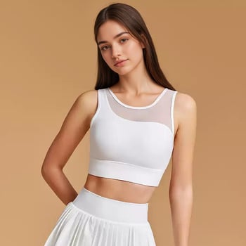  Sutien sport pentru yoga cu protecție la șocuri, spate decupat respirabil pentru alergare și antrenament; Material: Nylon 78% + Spandex 22%; Croială strânsă; Lungime la talie; Cu căptușire pentru sân.