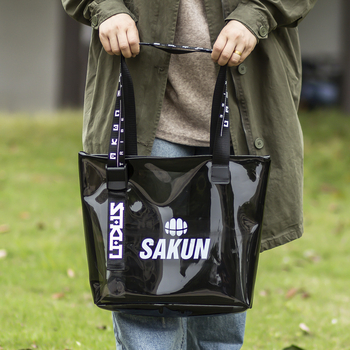 PVC nagy kapacitású vállon átvetett átlátszó tároló táska, Jelly Tote, duplarétegű 23 Silk