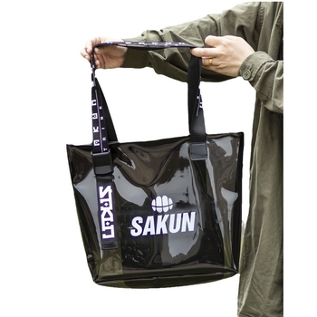 PVC nagy kapacitású vállon átvetett átlátszó tároló táska, Jelly Tote, duplarétegű 23 Silk