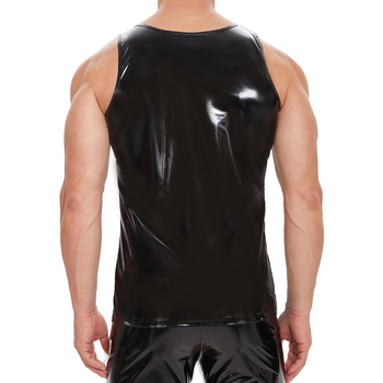 Muški T-Shirt vest s PVC oglednom kožom, glavni materijal spandex 95%, punk stil, za slobodno vrijeme, pogodno za sve sezone