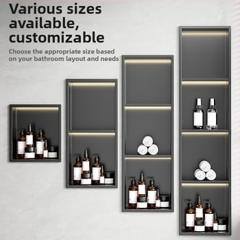 304 nehrđajući čelik – ugrađena niša za kupaonicu, 4 razine, završna obrada pećnim lakom, nosivost 20 kg, Defens