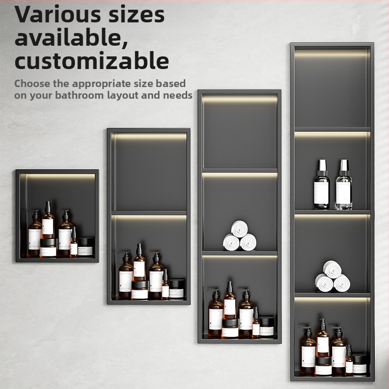 304 nehrđajući čelik – ugrađena niša za kupaonicu, 4 razine, završna obrada pećnim lakom, nosivost 20 kg, Defens