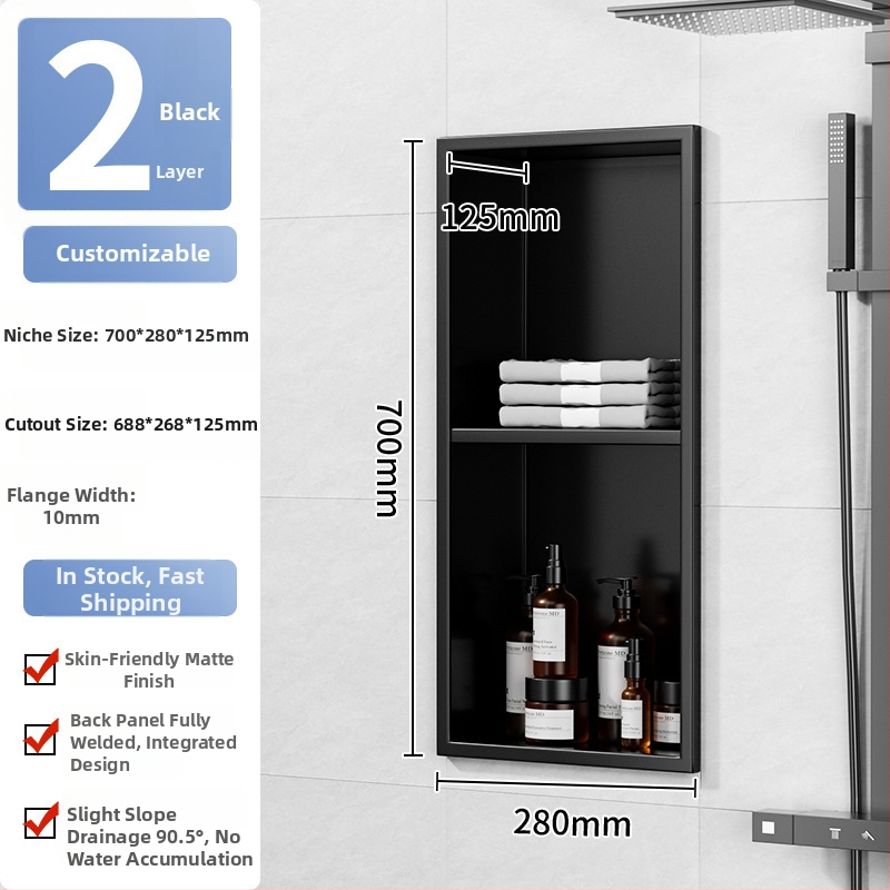 304 nehrđajući čelik – ugrađena niša za kupaonicu, 4 razine, završna obrada pećnim lakom, nosivost 20 kg, Defens