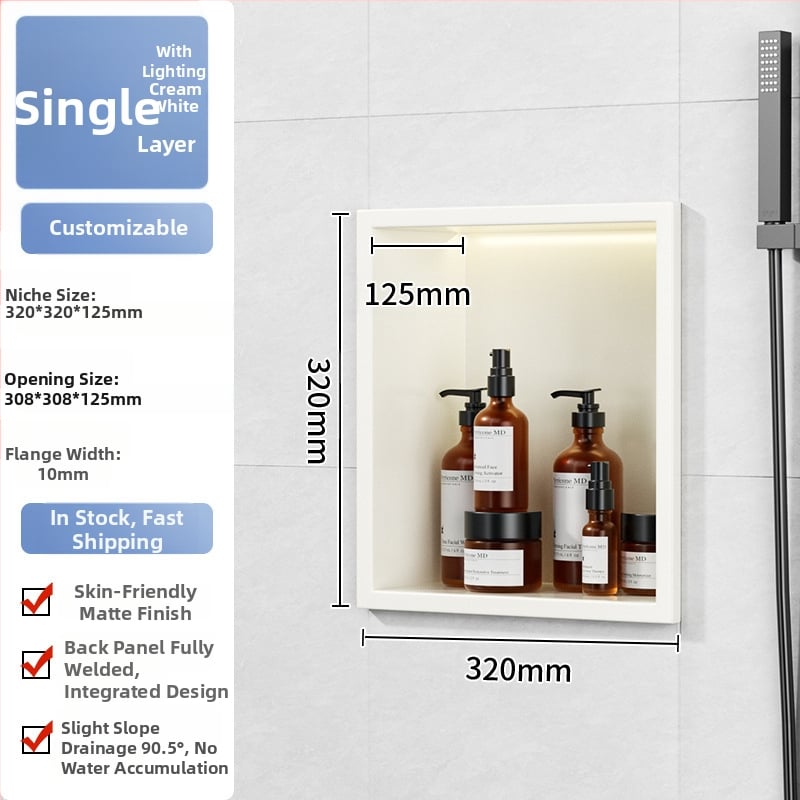 304 nehrđajući čelik – ugrađena niša za kupaonicu, 4 razine, završna obrada pećnim lakom, nosivost 20 kg, Defens