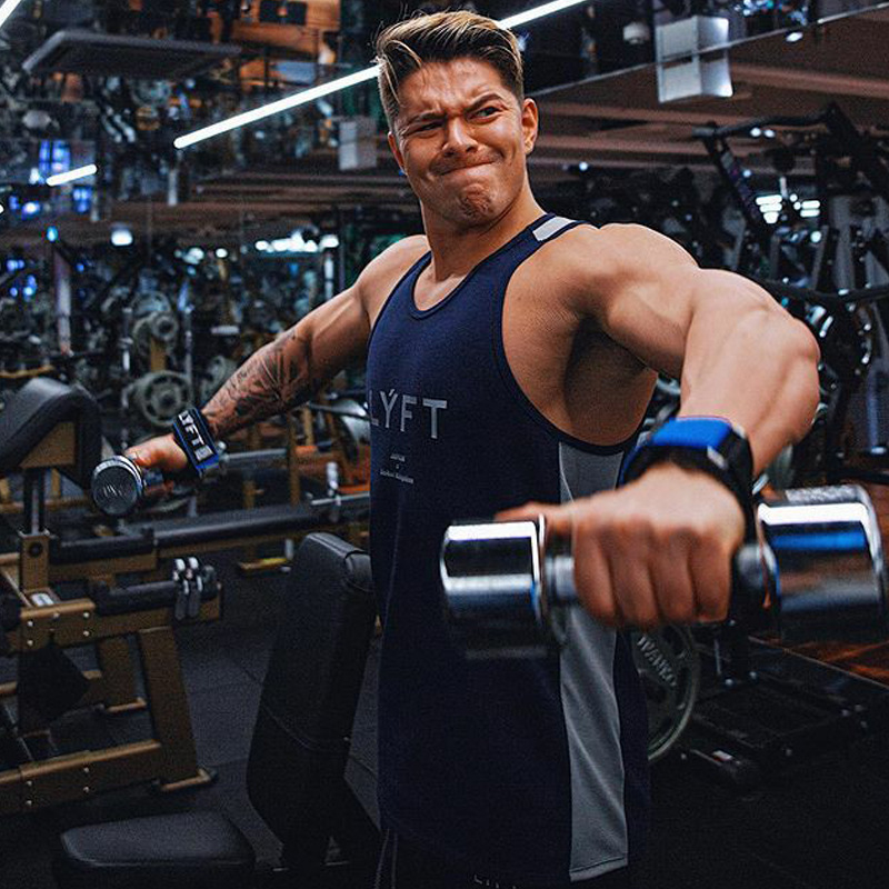 Muška pamučna sportska vesta za trčanje i fitness, brzo sušenje, prozračna, s uzorkom slova