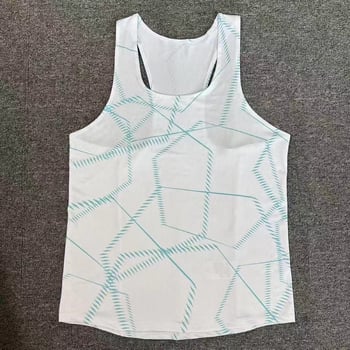 Uniszex futó mellény gyorsan száradó, légáteresztő anyagú, poliészter 93% / spandex 7%, csíkos mintázat, futáshoz, edzéshez és atlétikához