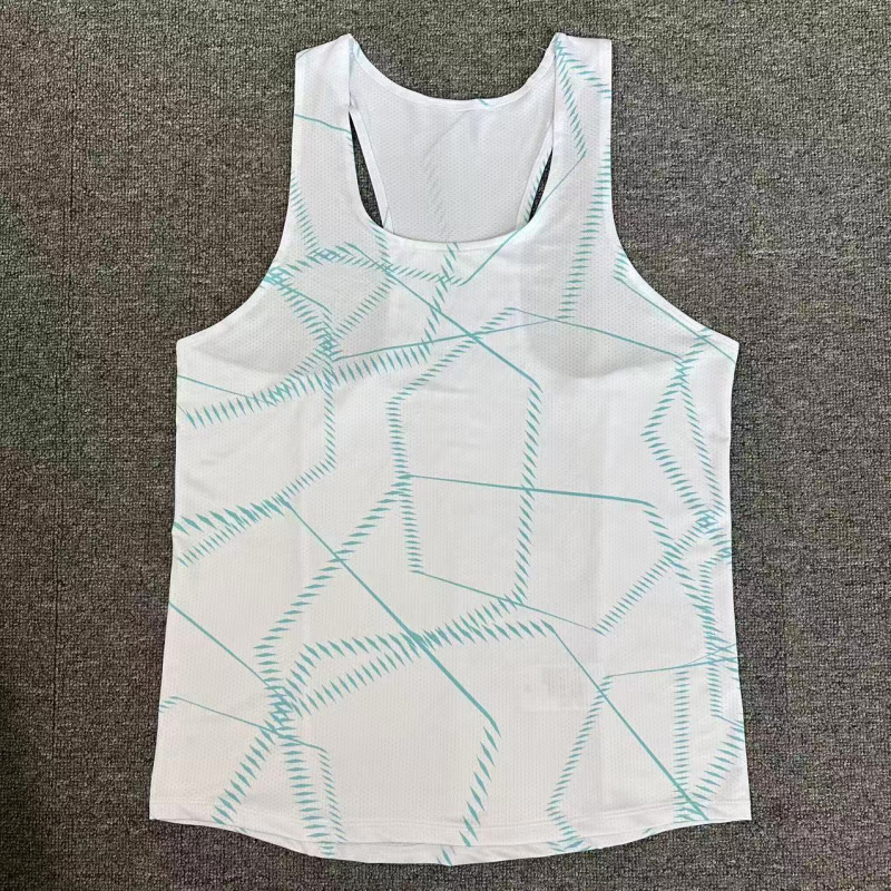 Uniszex futó mellény gyorsan száradó, légáteresztő anyagú, poliészter 93% / spandex 7%, csíkos mintázat, futáshoz, edzéshez és atlétikához