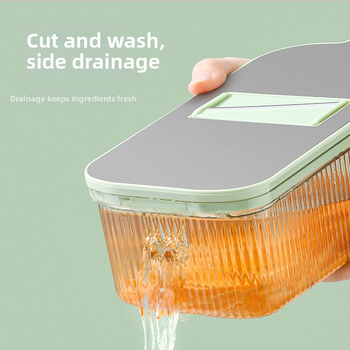 Tocător manual multifuncțional pentru legume, corp transparent - material PET, procesare personalizabilă, imprimare logo