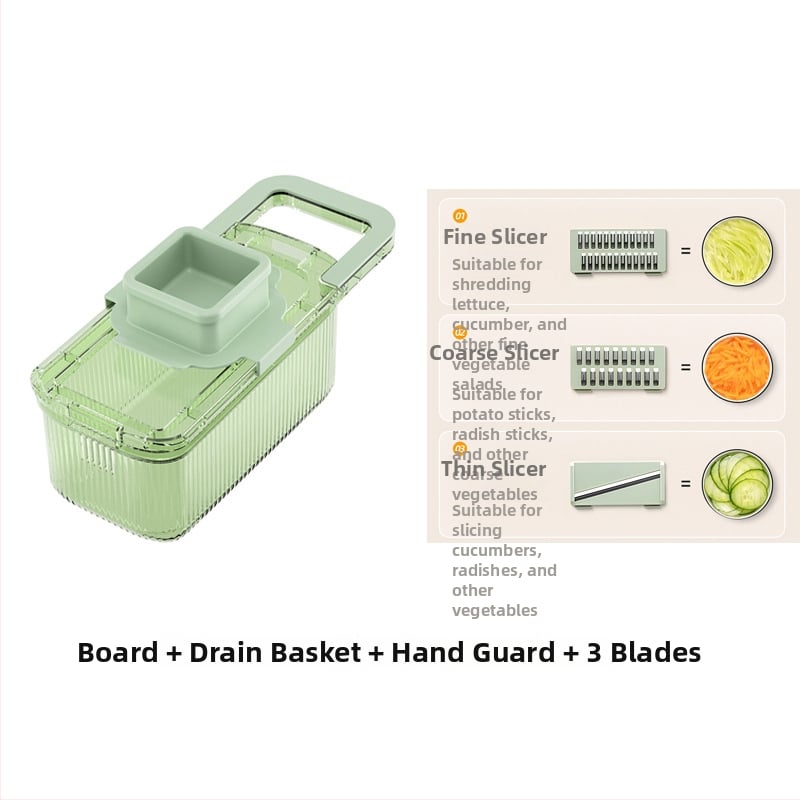 Tocător manual multifuncțional pentru legume, corp transparent - material PET, procesare personalizabilă, imprimare logo