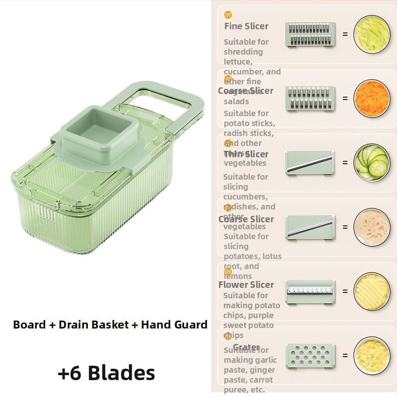 Tocător manual multifuncțional pentru legume, corp transparent - material PET, procesare personalizabilă, imprimare logo