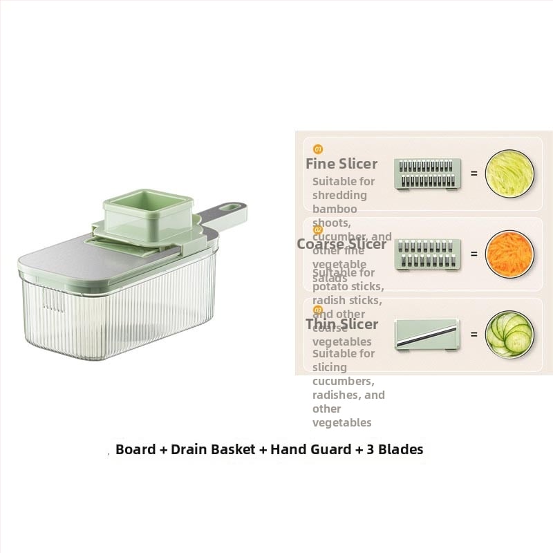 Tocător manual multifuncțional pentru legume, corp transparent - material PET, procesare personalizabilă, imprimare logo