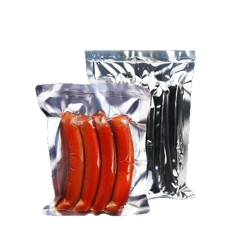 Alumíniumozott Yin‑Yang élelmiszer csomagoló tasak, vastagabb fényes áttekinthető alumíniumfóliával — főtt hús tartósítására (Eredet: Cangzhou, Hebei; Termékkód: 005; Használat: általános élelmiszer csomagolás; Napi kapacitás: 10000)