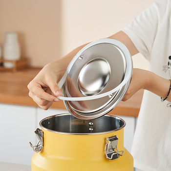 Rozsdamentes acélból készült kör alakú tárolóedény, kapacitás 5L+ — frissességmegőrző tartály, Hongjunda