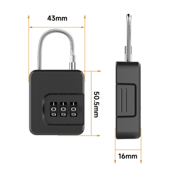 Jelszós kis lakat, utazáshoz — ABS + rozsdamentes acél vezeték, modell F337, zárókar vastagsága 3 mm, távolság a zárókarok között 30 mm