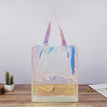 Lézeres PVC bevásárló táska TPU ruházati csomagoláshoz és smink tárolásához, 50-Silk dupla réteg, Yazhong márka, ajándékcsomagoláshoz