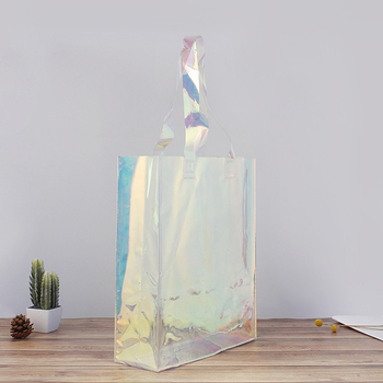 Lézeres PVC bevásárló táska TPU ruházati csomagoláshoz és smink tárolásához, 50-Silk dupla réteg, Yazhong márka, ajándékcsomagoláshoz