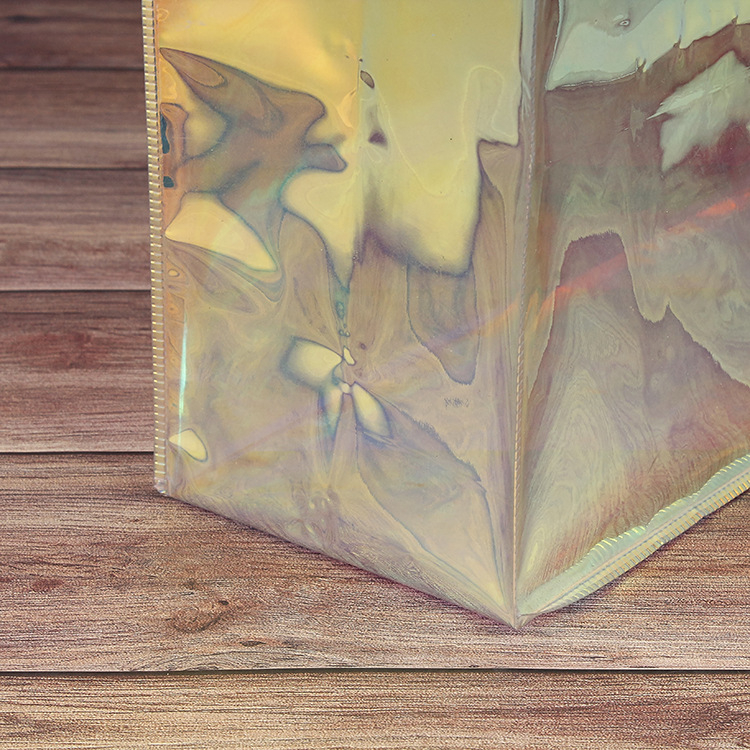 Lézeres PVC bevásárló táska TPU ruházati csomagoláshoz és smink tárolásához, 50-Silk dupla réteg, Yazhong márka, ajándékcsomagoláshoz