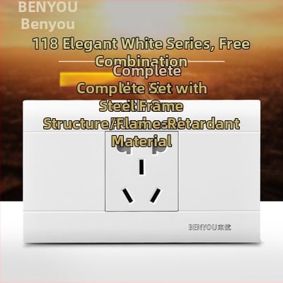 Benyou 118‑тип стенен превключвател панел със скрит монтаж, 1 гнездо, 5 дупки, едно/двойно управление, 15-дупкови и 9-дупкови захранващи контакти, 3C сертифициран, 50–440V