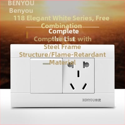 Benyou 118‑тип стенен превключвател панел със скрит монтаж, 1 гнездо, 5 дупки, едно/двойно управление, 15-дупкови и 9-дупкови захранващи контакти, 3C сертифициран, 50–440V
