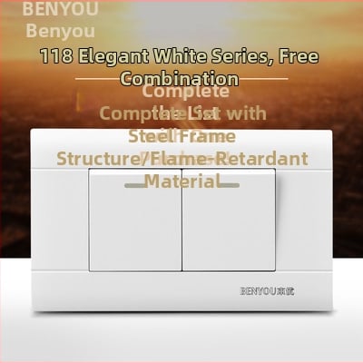 Benyou 118‑тип стенен превключвател панел със скрит монтаж, 1 гнездо, 5 дупки, едно/двойно управление, 15-дупкови и 9-дупкови захранващи контакти, 3C сертифициран, 50–440V